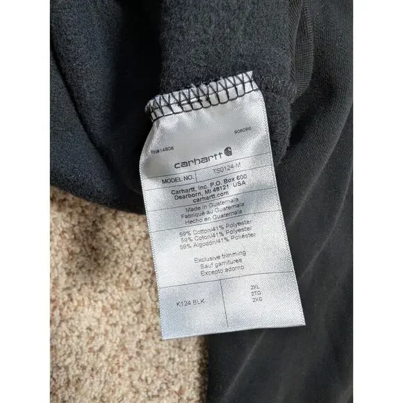 CARHARTT Men's Black Sweatshirt, Size 2X, SOFT; Loose Fit; Crewneck; Midweight - Picture 10 of 11